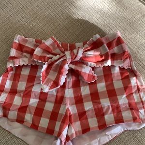 Bella Bliss Red / White Gingham Shorts with Front Bow - size 10